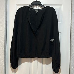 Black Linen Blouse